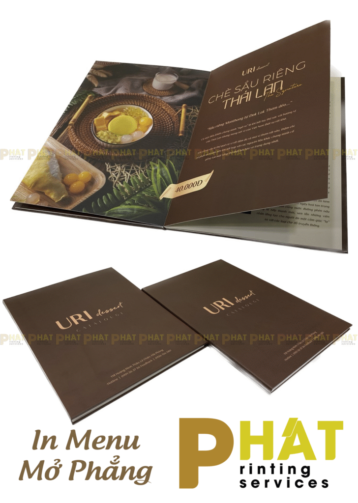 In menu mở phẳng bìa bồi tại Nhà in Phát
