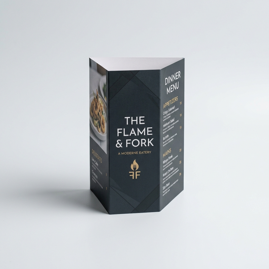 Mẫu in tent card lăng trụ tam giác 3 mặt tích hợp mã QR thanh toán