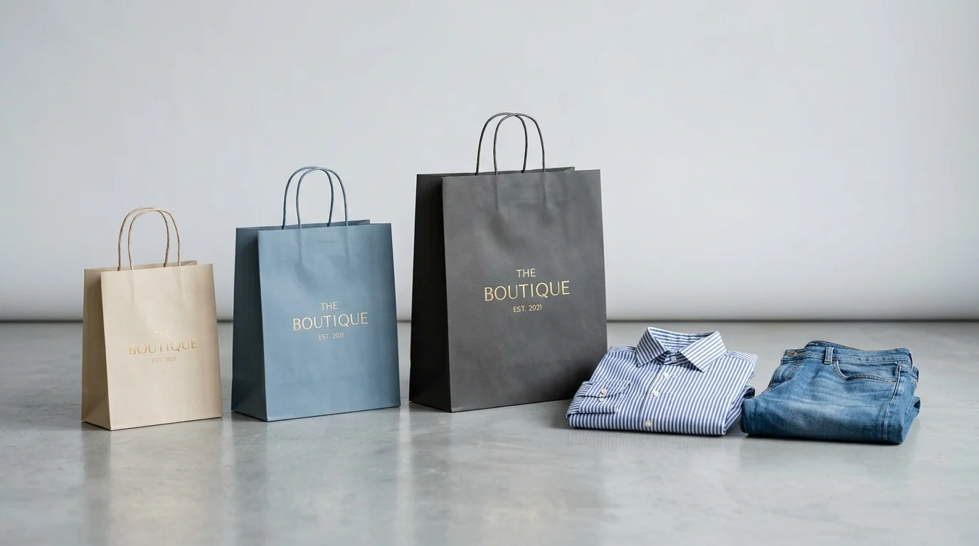 Các kích thước túi giấy chuẩn cho shop thời trang đựng áo thun sơ mi quần jean tại Nhà In Phát