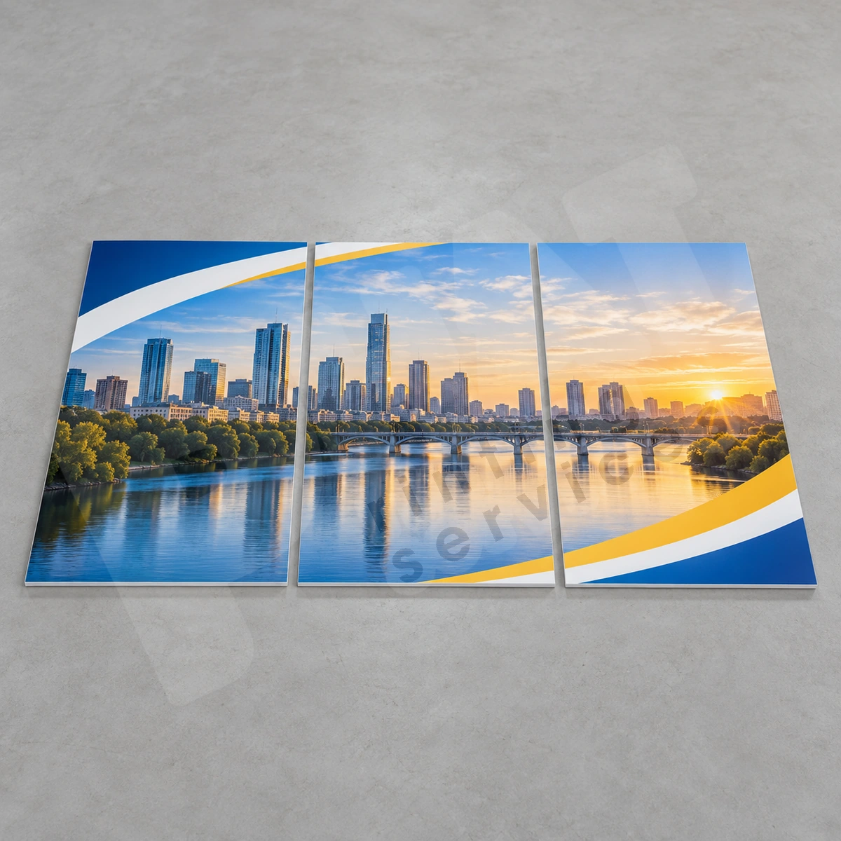 Các tấm PP bồi Formex đặt phẳng minh họa phương án chia phần cho backdrop