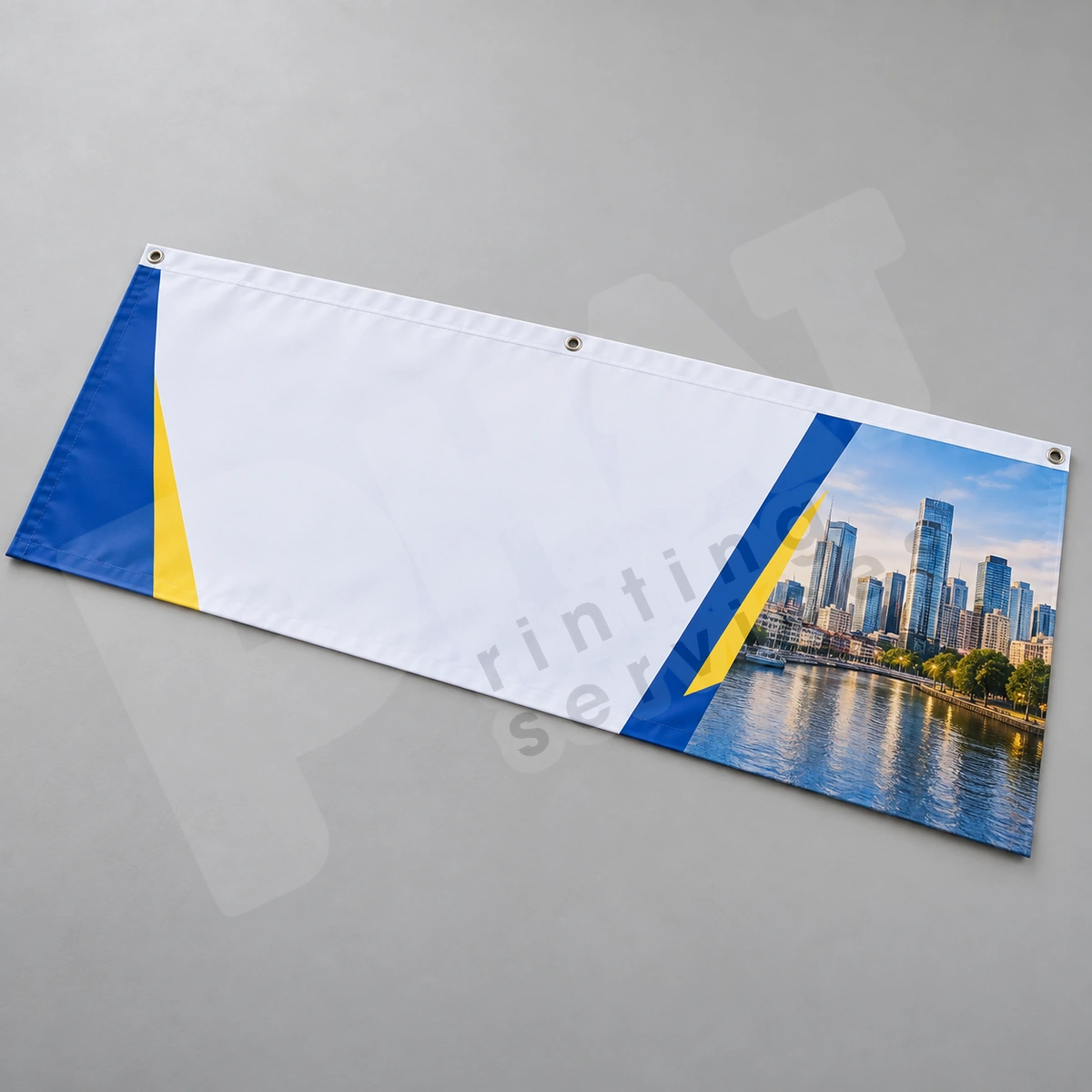 Banner ngang đặt phẳng minh họa vùng thông điệp và mép hoàn thiện