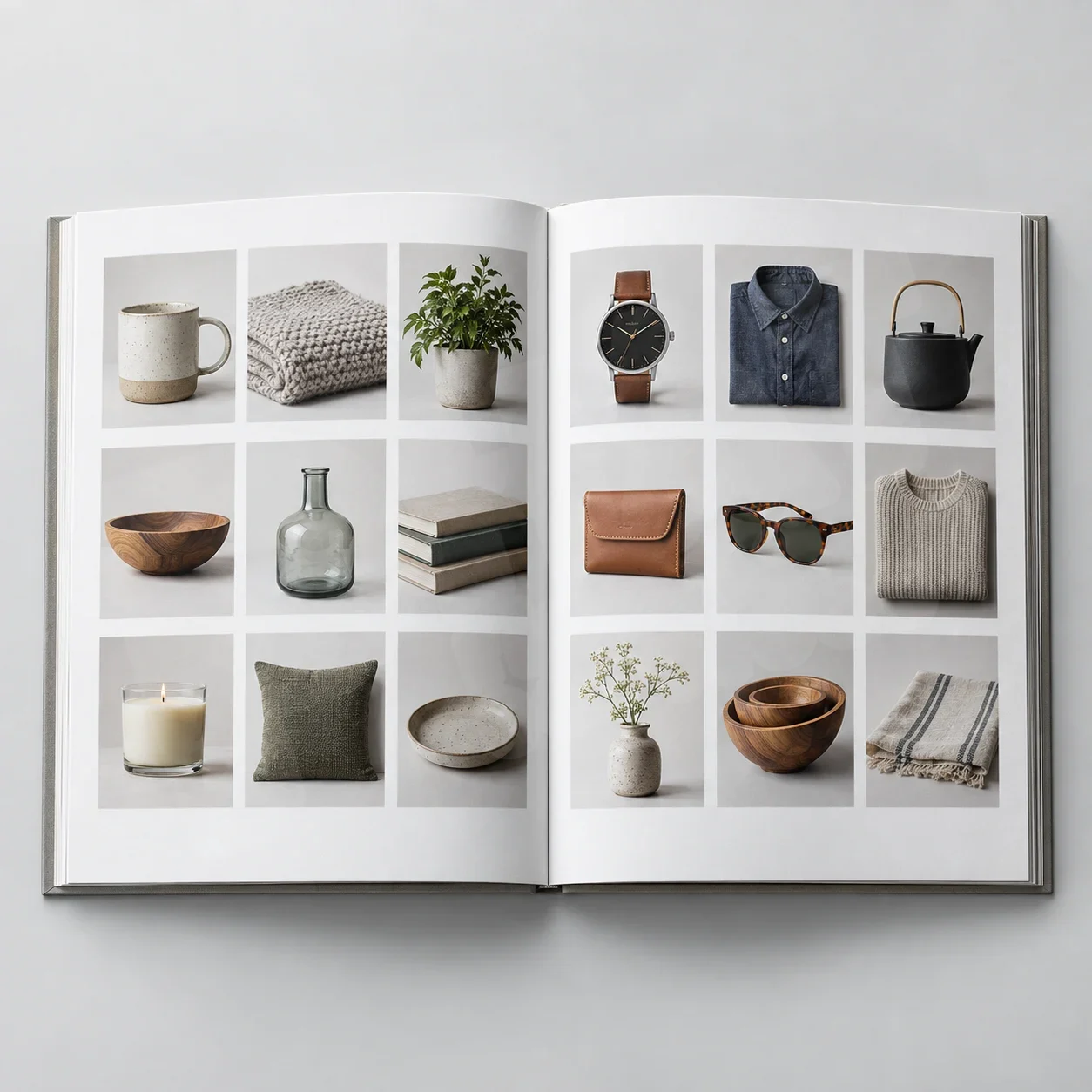 Các trang ảnh sản phẩm trong catalogue để kiểm chi tiết nhỏ và mép ảnh khi in