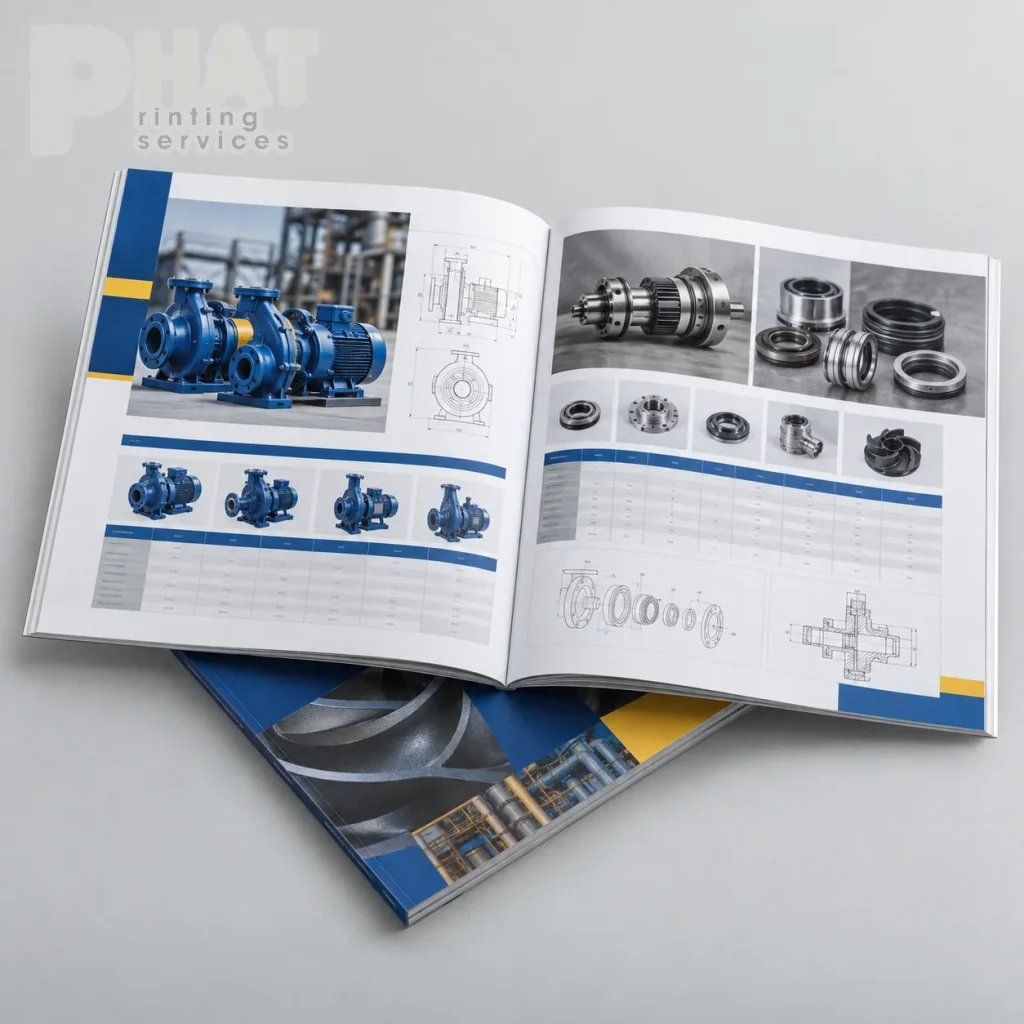 In catalogue máy móc, thiết bị: trình bày thông số và mã sản phẩm