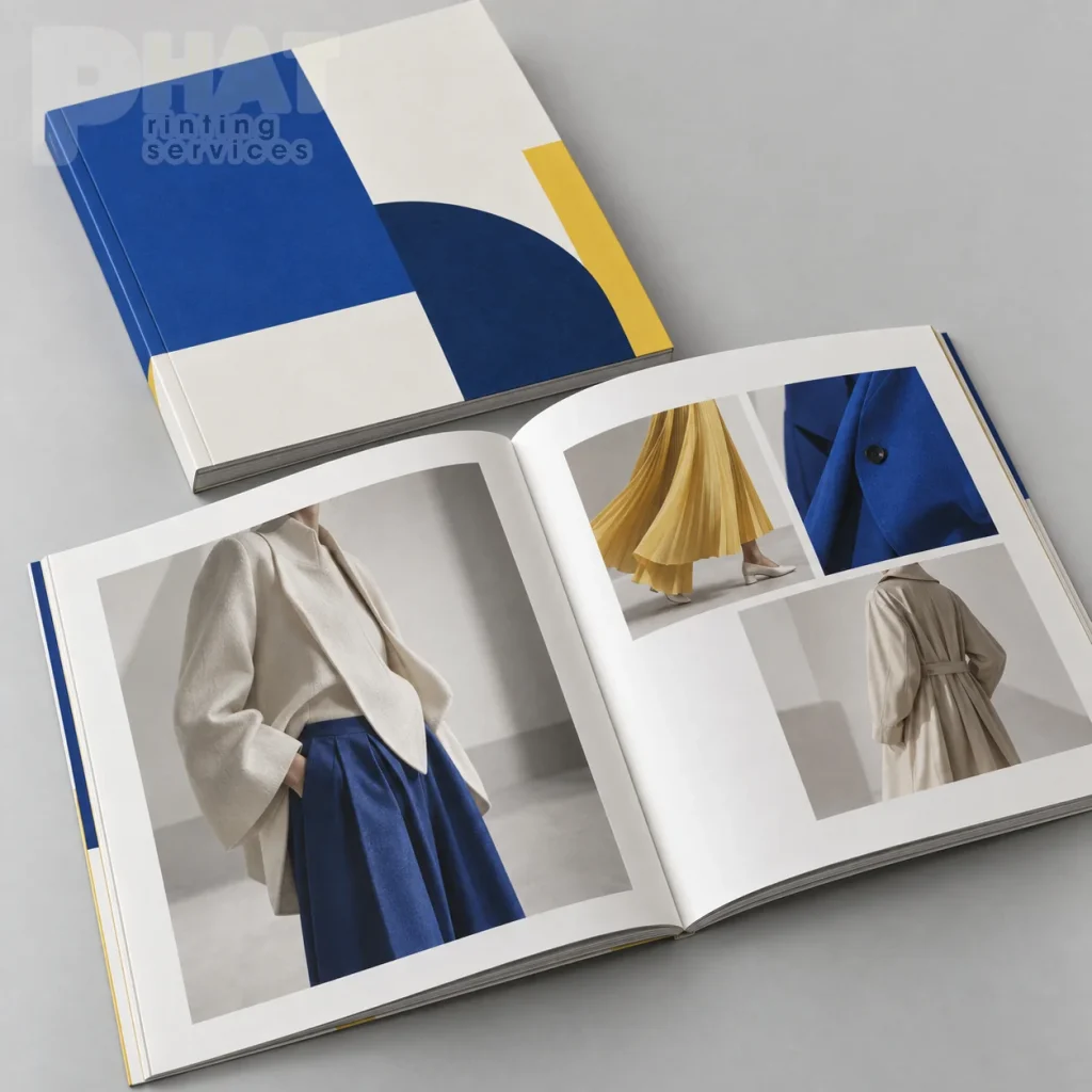 In catalogue thời trang và lookbook: chọn giấy, bố cục, kiểu đóng