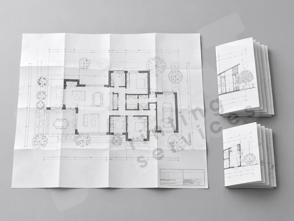 Tờ bản vẽ lớn và các tập gấp gọn minh họa chọn cách lưu bộ