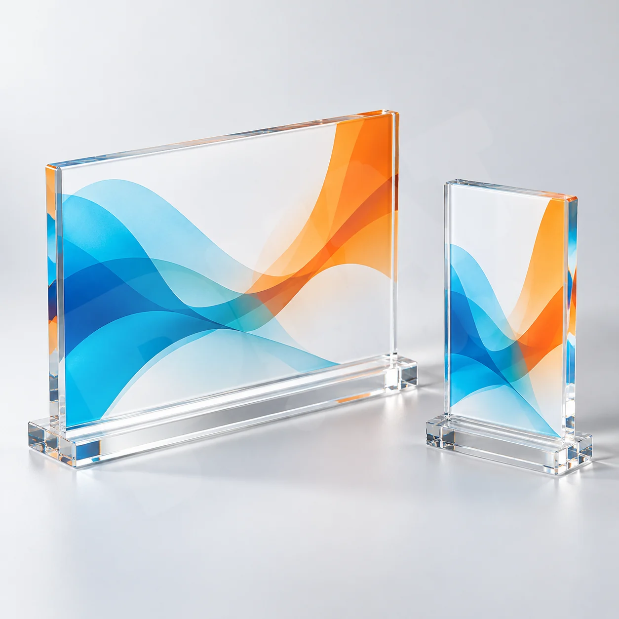Bảng acrylic trong in nhiều lớp màu và mực trắng