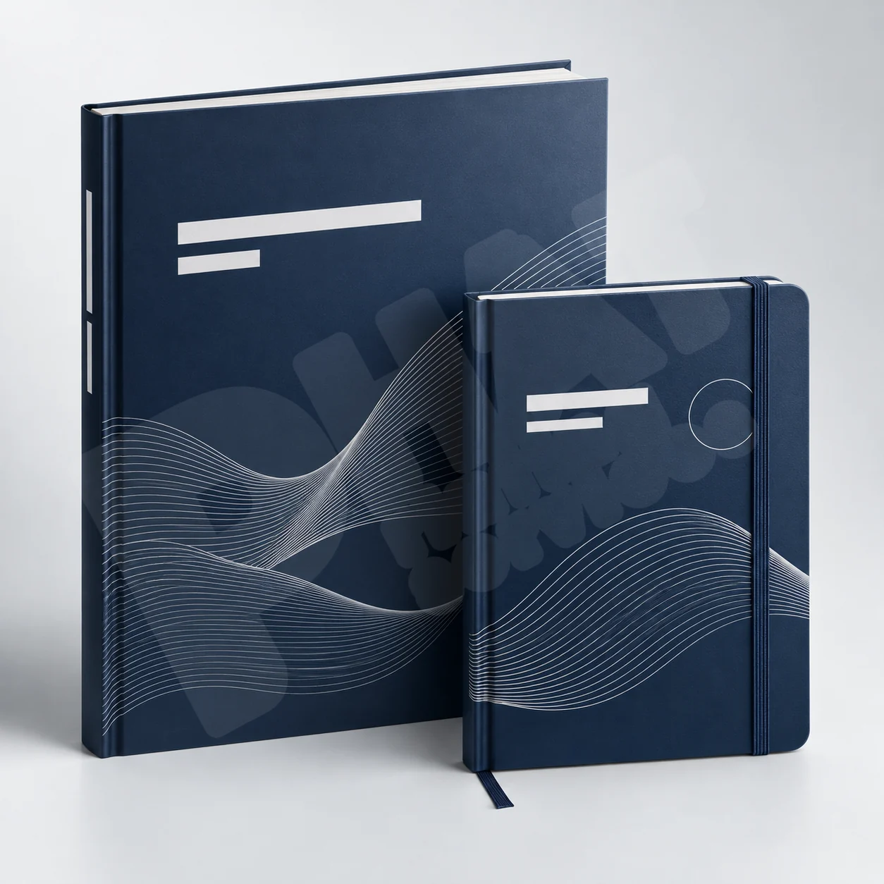 Catalogue và sổ bìa navy in mực trắng