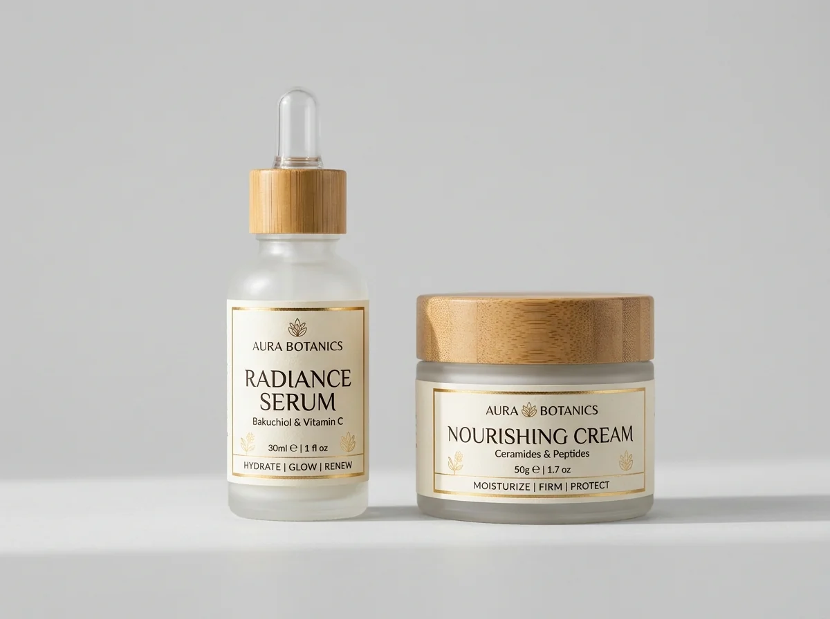 In tem nhãn mỹ phẩm cao cấp lọ serum và hũ kem tại TP.HCM