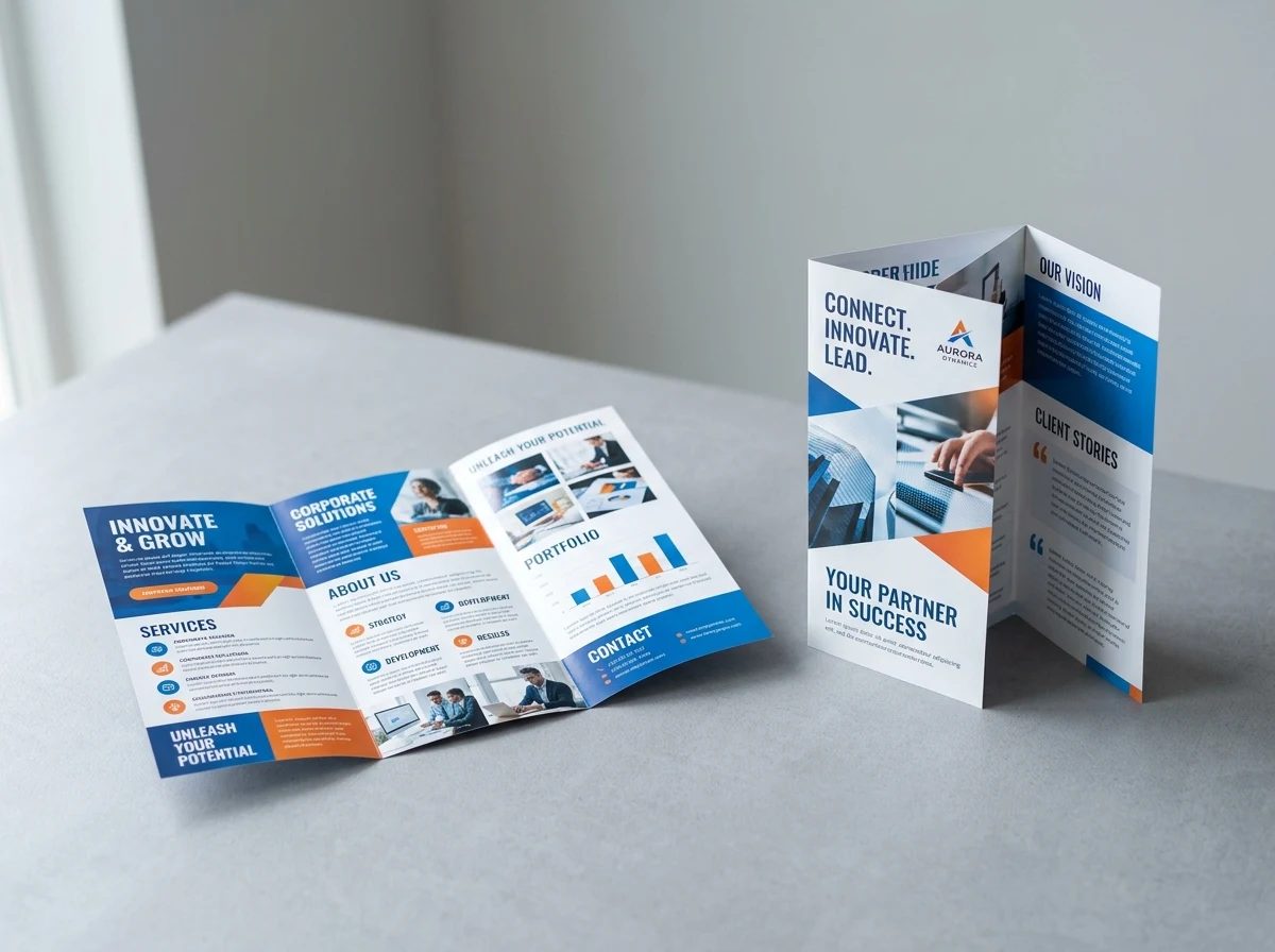 Brochure gấp 3 Z-fold in giấy Couche 200gsm chuẩn màu thương hiệu