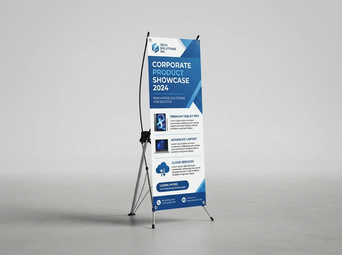 Chân standee chữ X cường lực khung sợi thủy tinh giữ bạt PP căng phẳng