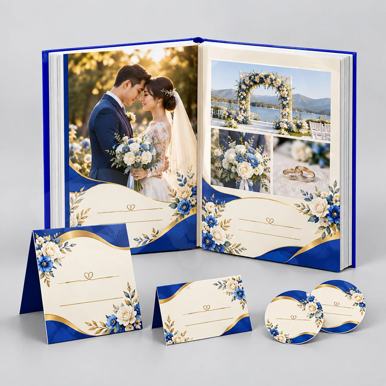 Album cưới phối hợp bộ thiệp và ấn phẩm lễ cưới, góc bố cục thứ hai