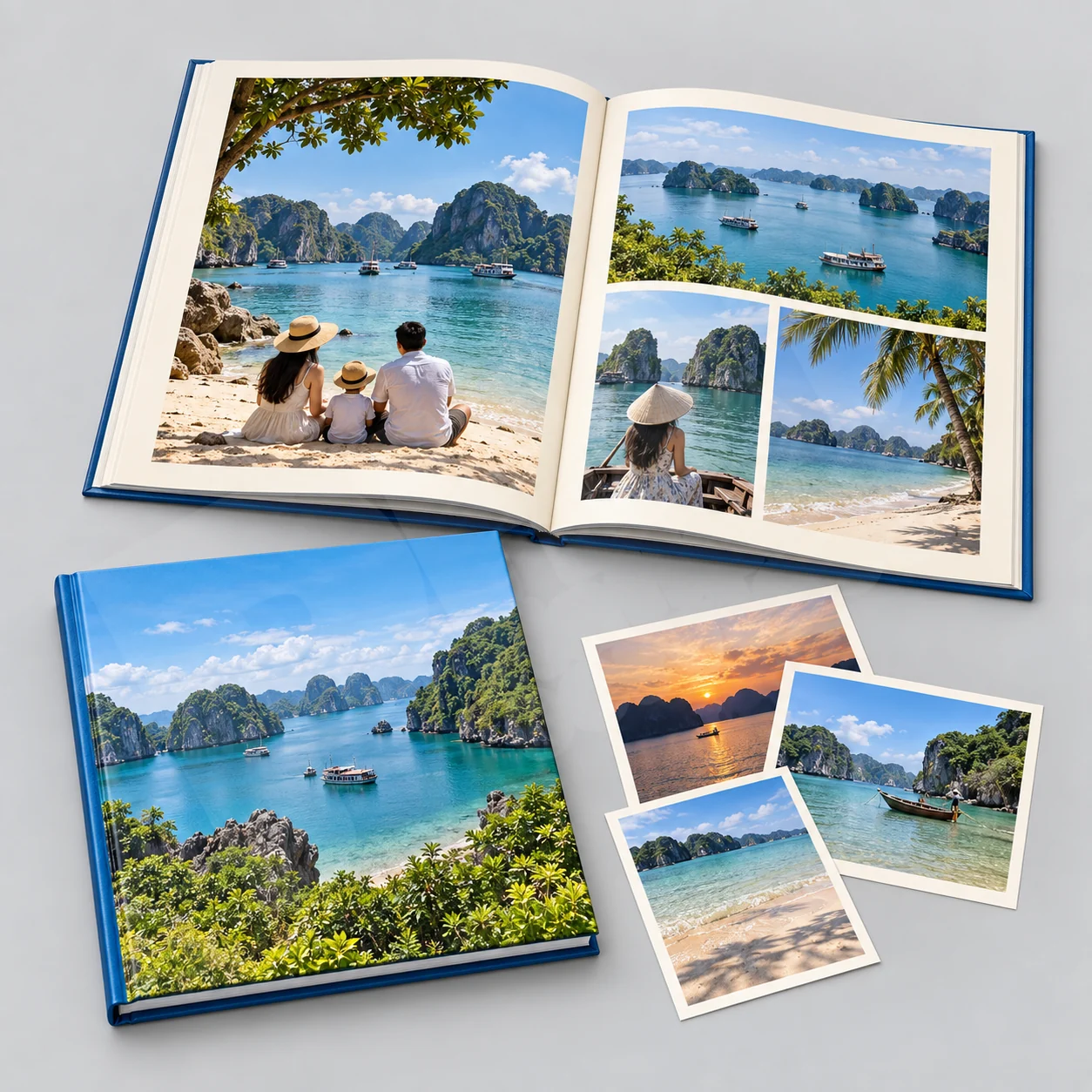 Chi phí in album ảnh phụ thuộc những gì? Chốt cấu hình trước khi so giá 2 Chi phí in album ảnh – Ảnh render minh họa cấu hình album và số lượng ảnh phục vụ yêu cầu báo giá, góc bố cục thứ hai