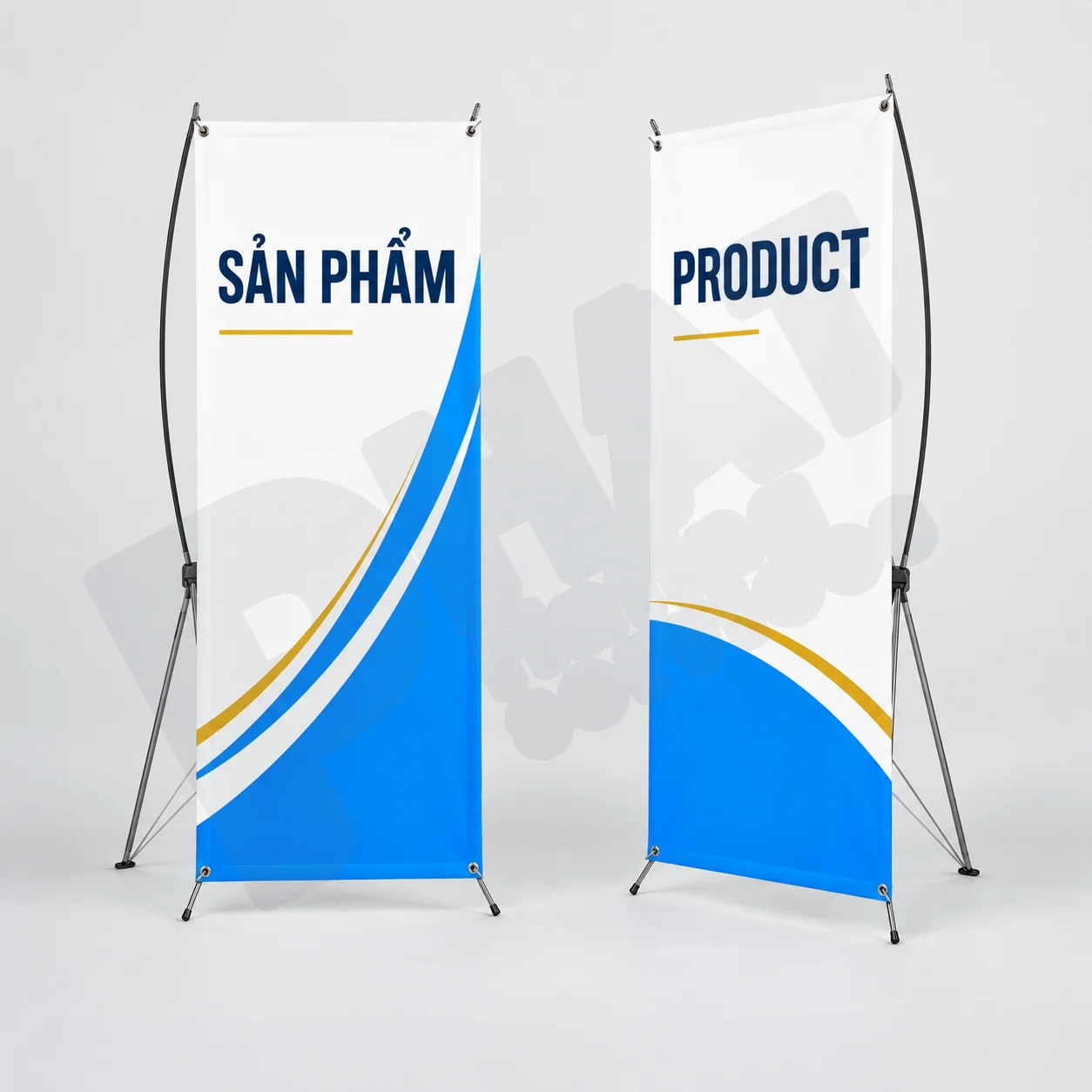 Cặp mẫu in standee song ngữ chữ X gồm tấm tiếng Việt và tấm tiếng Anh