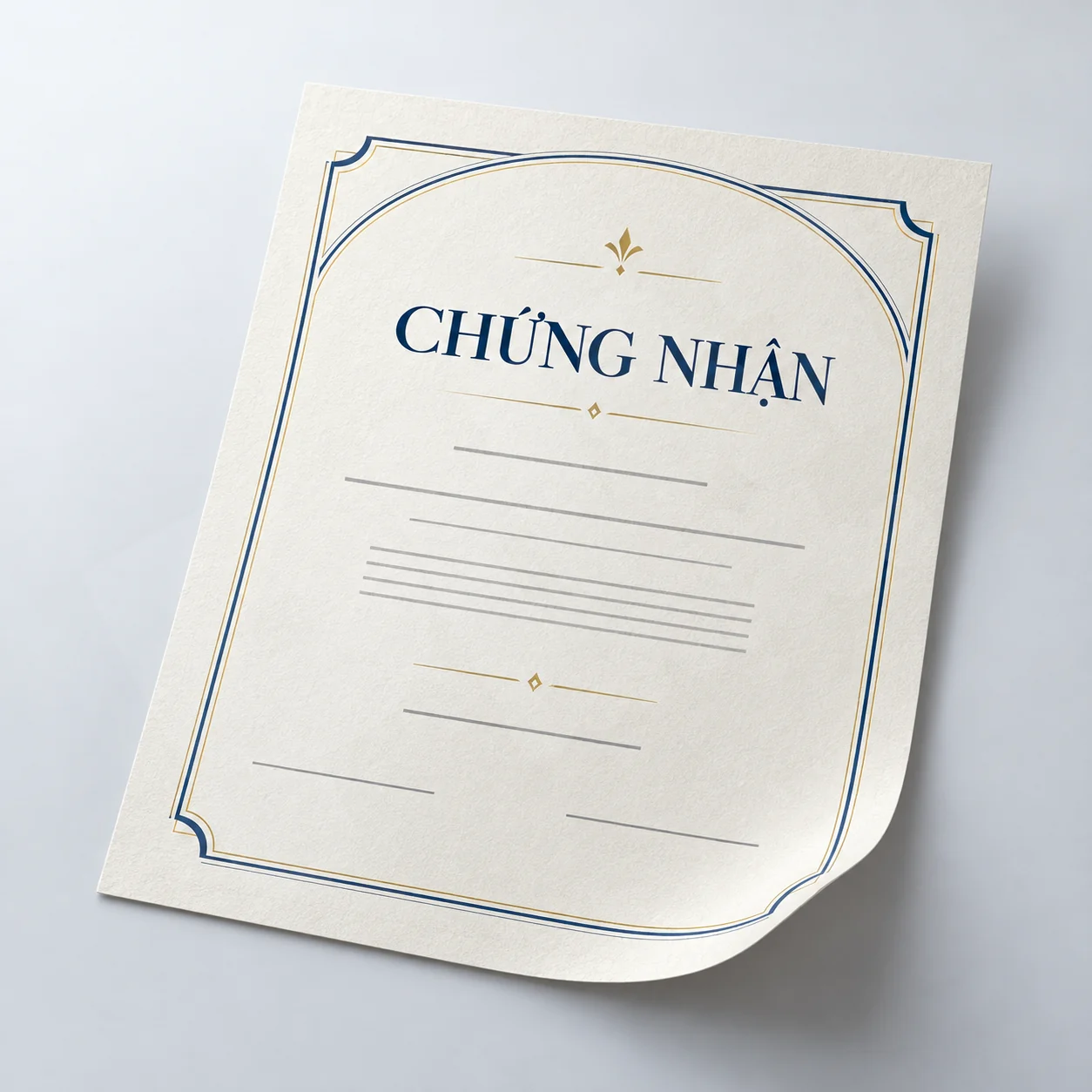 Giấy in bằng khen, giấy khen: chọn theo mẫu thử và cách sử dụng 2 Minh họa giấy in bằng khen: Tờ chứng nhận dọc màu ngà có vân nhẹ và một góc cong