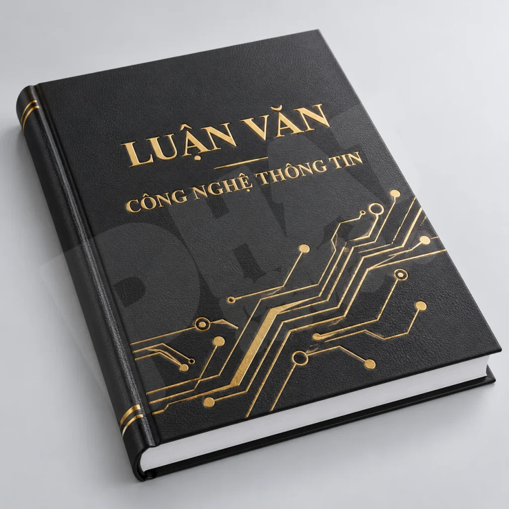 Bìa da đen mạ chữ vàng cho luận văn công nghệ thông tin, khoa học dữ liệu
