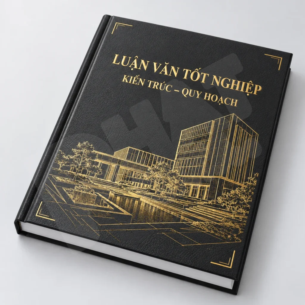 Bìa da đen mạ chữ vàng cho luận văn kiến trúc, quy hoạch