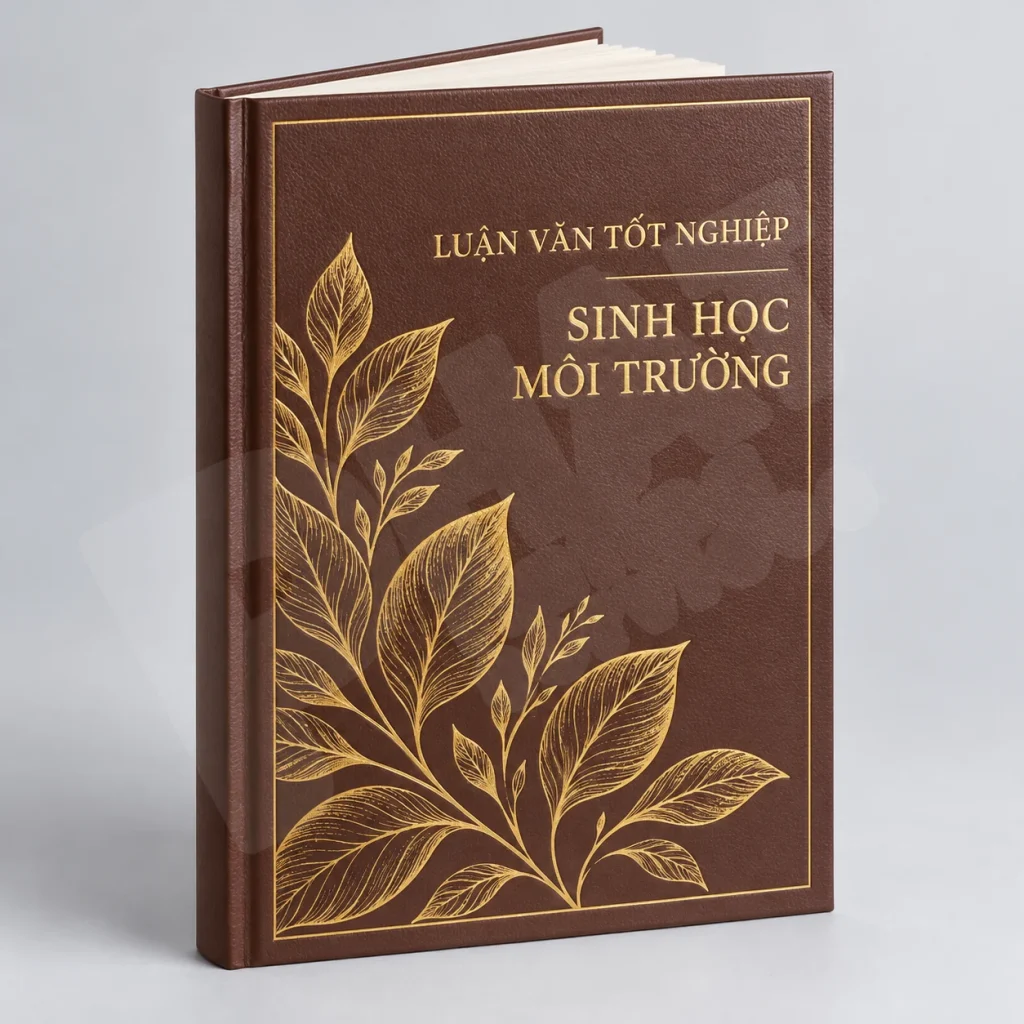 Bìa da nâu mạ chữ vàng cho luận văn sinh học, nông nghiệp, môi trường