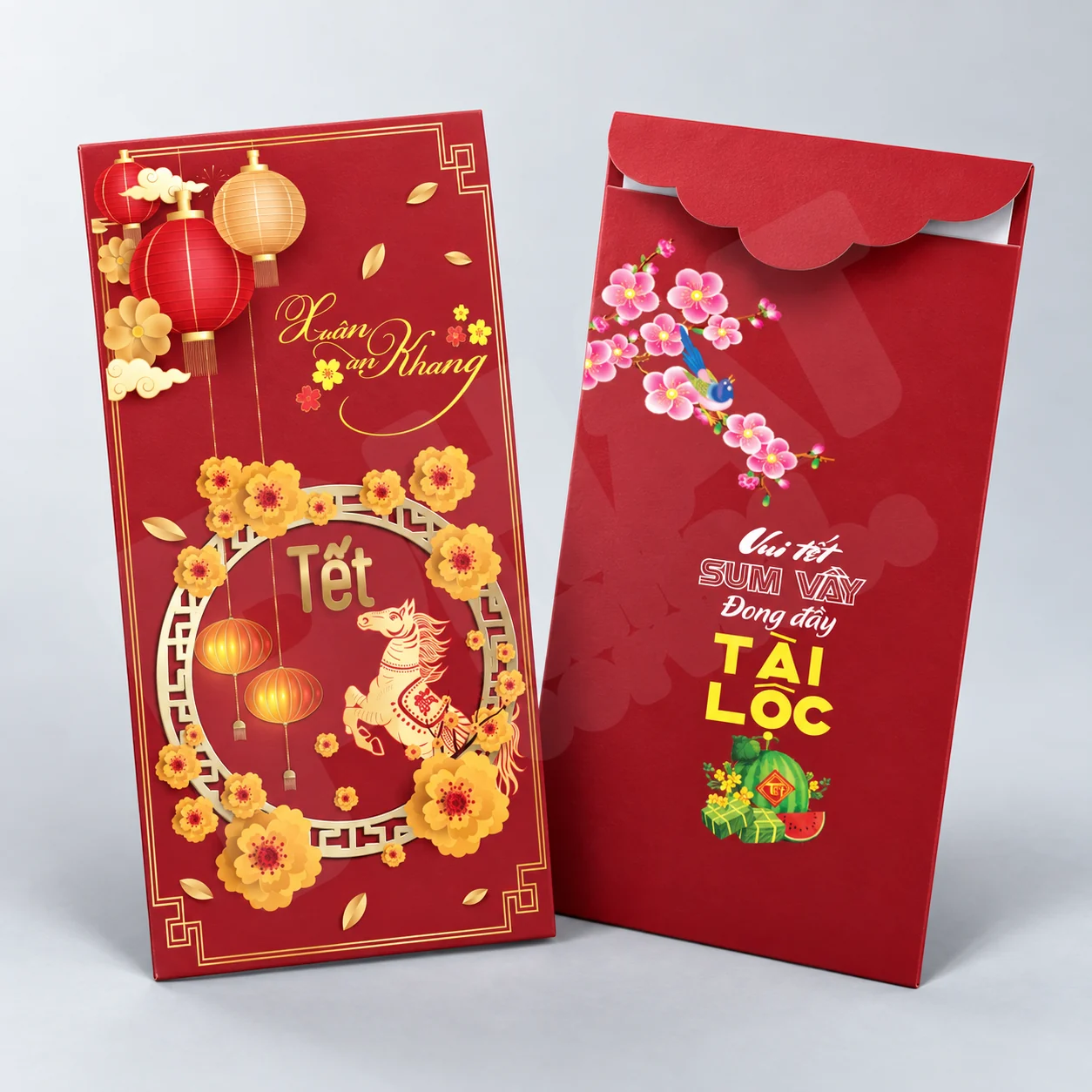 Chọn giấy in bao lì xì: hai góc nhìn bề mặt cán mờ và nếp gấp