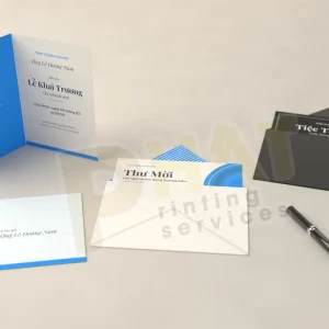 Bộ thiệp mời khai trương, thư mời hội nghị và thiệp tất niên giấy đen kèm bao thư